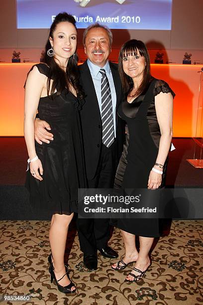 Actress Stephanie Stumph and father, actor Wolfgang Stumph and wife Christine Stumph attend the 'Felix Burda Award 2010' at hotel Adlon Kempinski on...