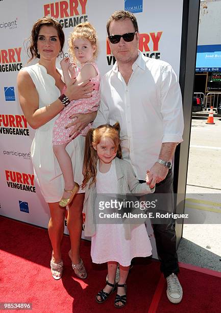 Actress Brooke Shields, daughter Grier Henchy, husband Chris Henchy and daughter Rowan Henchy arrive at the premiere of Summit Entertainment and...