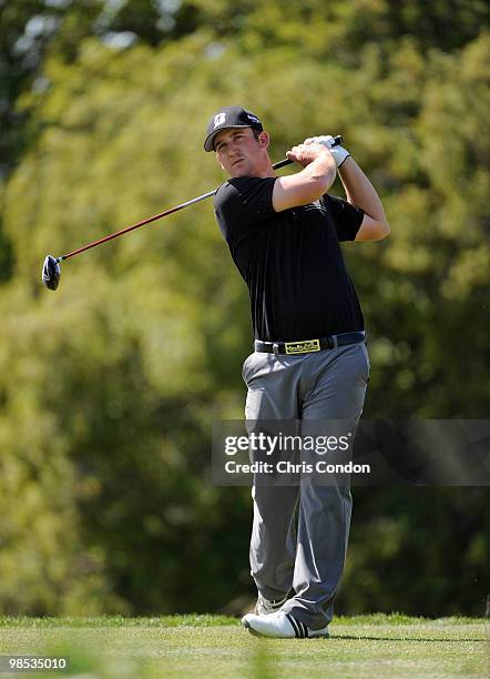 Kevin Chappell tees off on during the final round of the Fresh Express Classic at TPC Stonebrae on April 18, 2010 in Hayward, California.