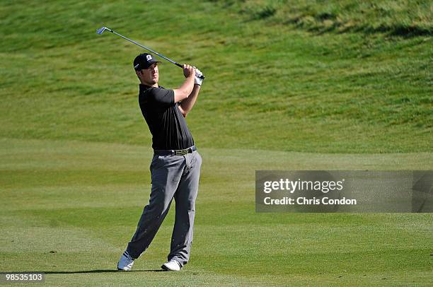 Kevin Chappell hits to the 11th green during the final round of the Fresh Express Classic at TPC Stonebrae on April 18, 2010 in Hayward, California.