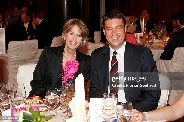 Dr. Christa Maar and Dr. Markus Soeder attend the 'Felix Burda Award 2010' at hotel Adlon Kempinski on April 18, 2010 in Berlin, Germany.
