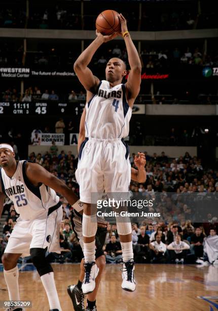 Caron Butler of the Dallas Mavericks shoots a jumper against the San Antonio Spurs in Game One of the Western Conference Quarterfinals during the...