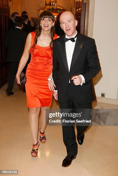 Yeshi Cetinbas and comedian Peter Nottmeier attend the 'Felix Burda Award 2010' at hotel Adlon Kempinski on April 18, 2010 in Berlin, Germany.