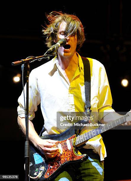 Musician Stephen Malkmus of Pavement performs during day 3 of the Coachella Valley Music & Art Festival 2010 held at The Empire Polo Club on April...