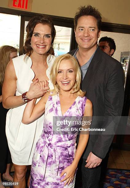 Brooke Shields, Angela Kinsey and Brendan Fraser at Summit Entertainment's Los Angeles Premiere of 'Furry Vengeance' on April 18, 2010 at the Bruin...