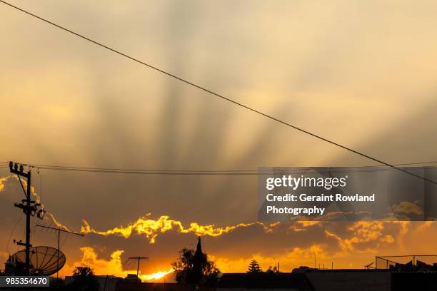 sun beams over the city, xochimilco, mexico city - geraint rowland 個照片及圖片檔