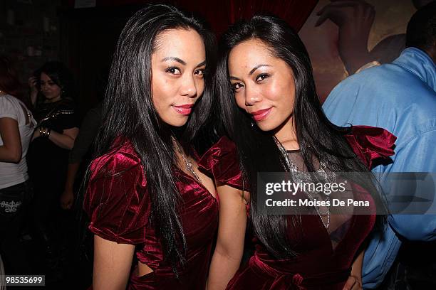 Designers To-Tam and To-Nya of Sachika attend Alex Meskouris' birthday party at HK Lounge on April 17, 2010 in New York City.