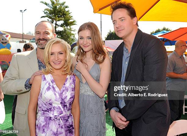 Director Roger Kumble, actress Angela Kinsey, actress Skyler Samuels and actor Brendan Fraser attend the after party for the premiere of Summit...