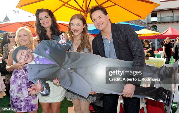 Actresss Angela Kinsey, actress Brooke Shields, actress Skyler Samuels and actor Brendan Fraser attend the after party for the premiere of Summit...