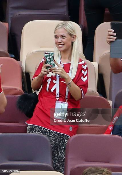 Danish players meet family members - here Jens Stryger Larsen - following the 2018 FIFA World Cup Russia group C match between Denmark and France at...