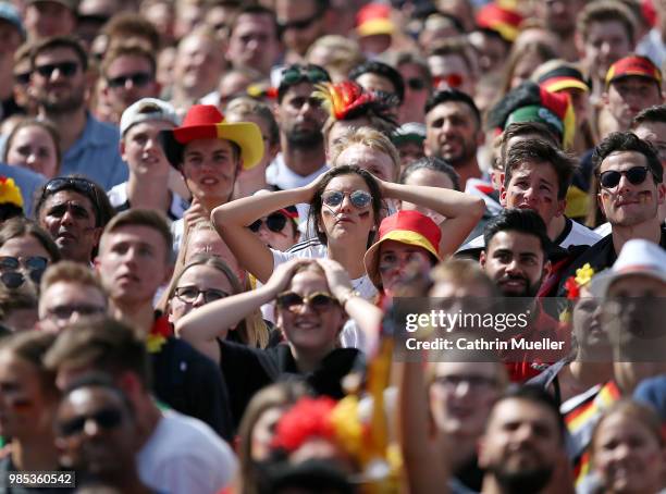 Fans of Germany support their Team while watching the 2018 FIFA World Cup Russia Group F match between Korea Republic and Germany at the FIFA Fan...