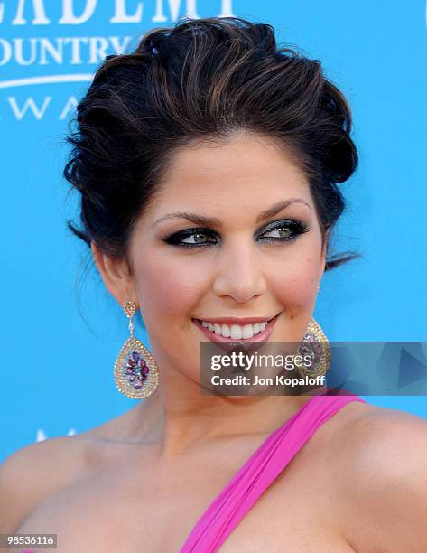Singer Hillary Scott of Lady Antebellum arrives at the 45th Annual Academy Of Country Music Awards at the MGM Grand Garden Arena on April 18, 2010 in...