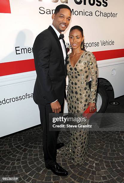 Will Smith and Jada Pinkett Smith attends The American Red Cross Red Tie Affair Fundraiser Gala at Fairmont Miramar Hotel on April 17, 2010 in Santa...