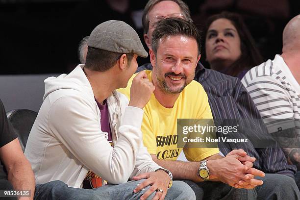 David Arquette attends a game between the Oklahoma City Thunder and the Los Angeles Lakers at Staples Center on April 18, 2010 in Los Angeles,...