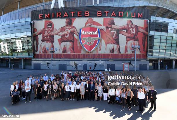 Unai Emery the new Arsenal Head Coach meets the Arsenal Staff at Emirates Stadium on June 27, 2018 in London, England.