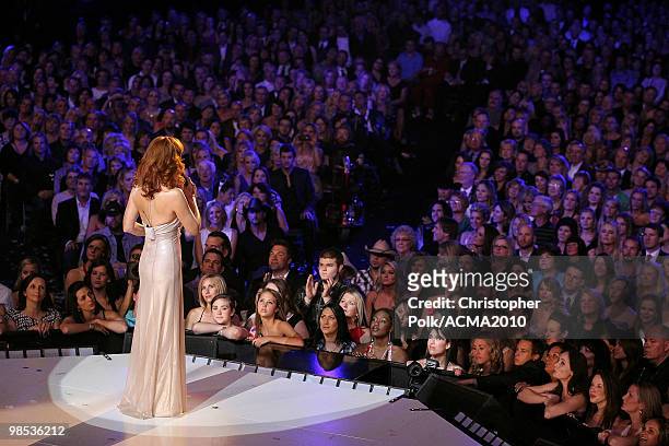 Singer Reba McEntire performs onstage during the 45th Annual Academy of Country Music Awards at the MGM Grand Garden Arena on April 18, 2010 in Las...
