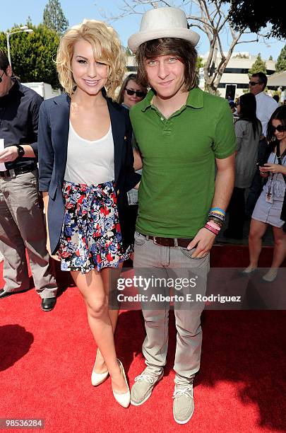 Actress Chelsea Staub and actor Jake Dawson arrive at the premiere of Summit Entertainment and Participant Media's "Furry Vengeance" at the Bruin...