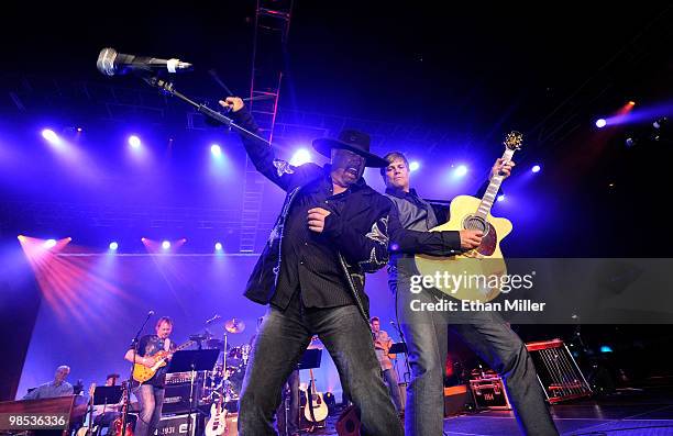 Singers Eddie Montgomery and Troy Gentry of Montgomery Gentry perform onstage at the 45th Annual Academy of Country Music Awards All Star Jam at the...