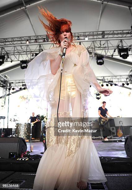 Florence and the Machine performs during the Day 3 of the Coachella Valley Music & Arts Festival 2010 at the Empire Polo Field on April 18, 2010 in...