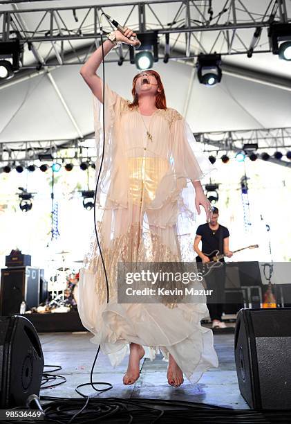 Florence and the Machine performs during the Day 3 of the Coachella Valley Music & Arts Festival 2010 at the Empire Polo Field on April 18, 2010 in...