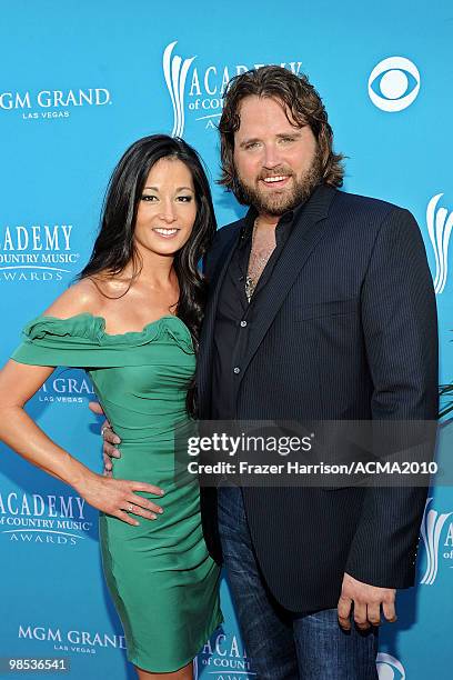 Musician Randy Houser and guest arrive for the 45th Annual Academy of Country Music Awards at the MGM Grand Garden Arena on April 18, 2010 in Las...