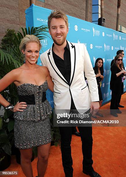 Charles Kelley of Lady Antebellum and wife Cassie McConnell arrive for the 45th Annual Academy of Country Music Awards at the MGM Grand Garden Arena...