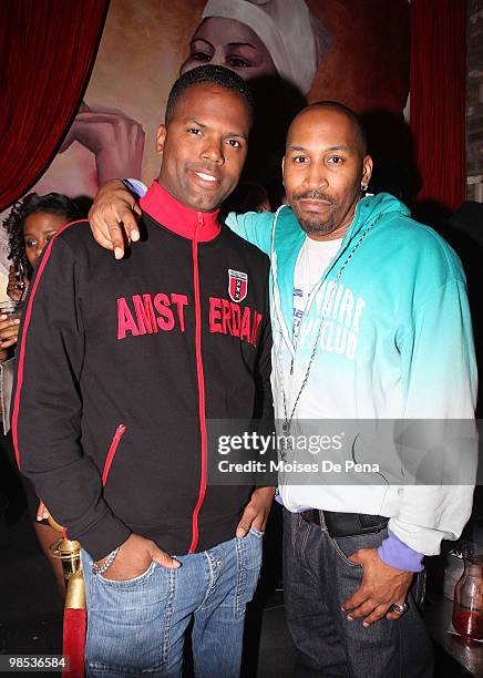 Calloway and Delynx "Lynx" Watson attend Alex Meskouris' birthday party at HK Lounge on April 17, 2010 in New York City.