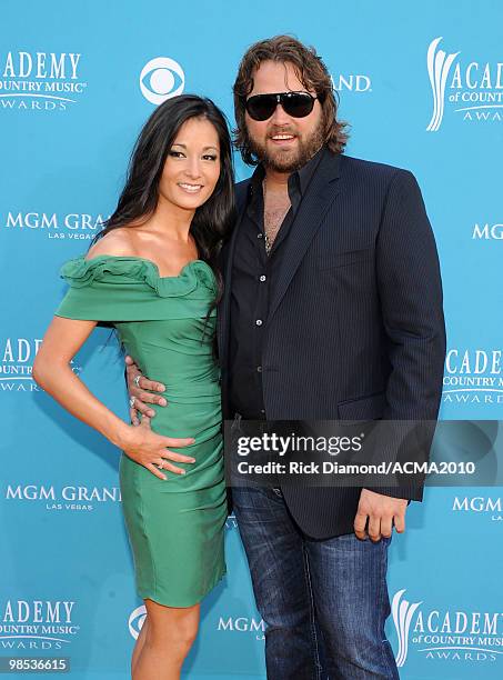 Musician Randy Houser and guest arrive for the 45th Annual Academy of Country Music Awards at the MGM Grand Garden Arena on April 18, 2010 in Las...