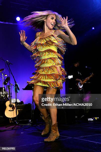 Singer Laura Bell Bundy performs onstage at the 45th Annual Academy of Country Music Awards All Star Jam at the MGM Grand Hotel/Casino on April 18,...