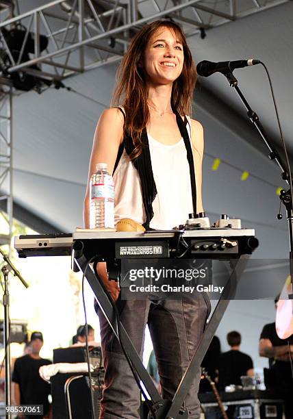 Musician Charlotte Gainsbourg performs during day 3 of the Coachella Valley Music & Art Festival 2010 held at The Empire Polo Club on April 18, 2010...