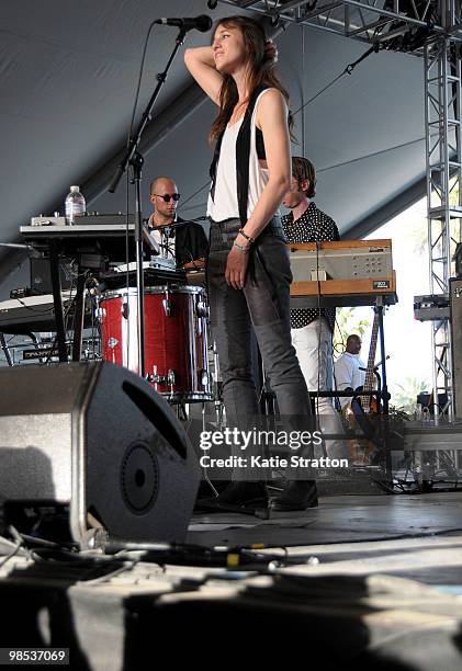 Musician Charlotte Gainsbourg performs during day 3 of the Coachella Valley Music & Art Festival 2010 held at The Empire Polo Club on April 18, 2010...