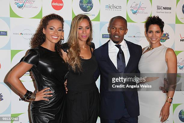Singer Alicia Keys, singer Leona Lewis, actor Jamie Foxx and actress Halle Berry arrive to Jenesse Center's 30th Anniversary Silver Rose Weekend at...