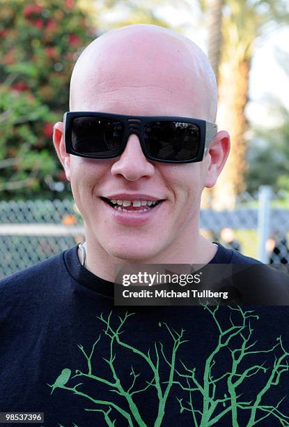 Musician Amit Duvdevani of the group Infected Mushroom backstage during day three of the Coachella Valley Music & Arts Festival 2010 held at the...