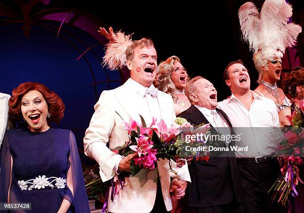 Cheryl Stern, Kelsey Grammer and Jerry Herman and Douglas Hodges attend the opening of "La Cage Aux Folles" on Broadway at the Longacre Theatre on...