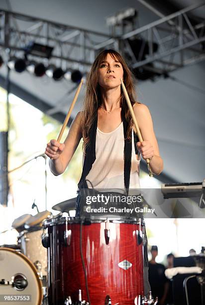 Musician Charlotte Gainsbourg performs during day 3 of the Coachella Valley Music & Art Festival 2010 held at The Empire Polo Club on April 18, 2010...