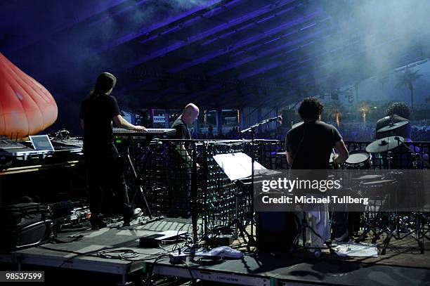 Music group Infected Mushroom performs during day three of the Coachella Valley Music & Arts Festival 2010 held at the Empire Polo Club on April 18,...