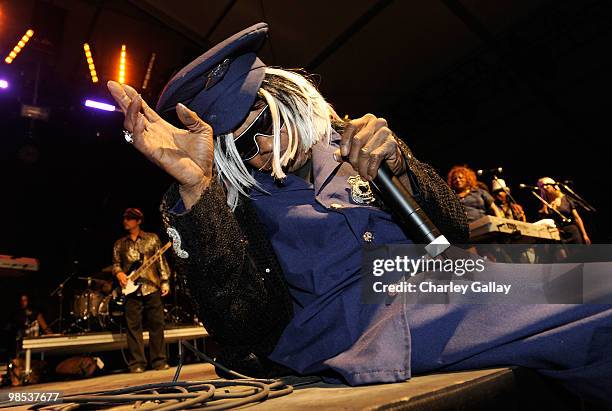 Musician Sly Stone performs during day 3 of the Coachella Valley Music & Art Festival 2010 held at The Empire Polo Club on April 18, 2010 in Indio,...