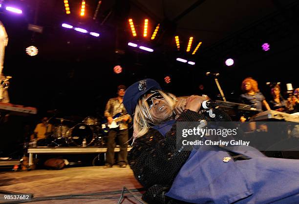 Musician Sly Stone performs during day 3 of the Coachella Valley Music & Art Festival 2010 held at The Empire Polo Club on April 18, 2010 in Indio,...