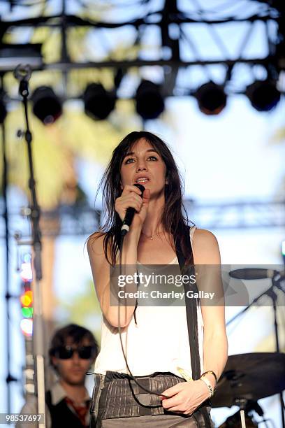 Musician Charlotte Gainsbourg performs during day 3 of the Coachella Valley Music & Art Festival 2010 held at The Empire Polo Club on April 18, 2010...