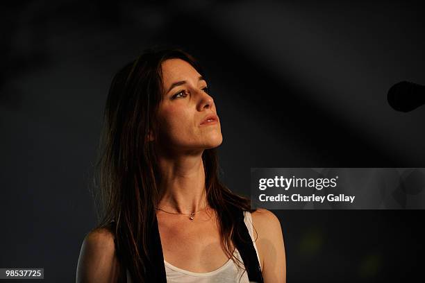 Musician Charlotte Gainsbourg performs during day 3 of the Coachella Valley Music & Art Festival 2010 held at The Empire Polo Club on April 18, 2010...