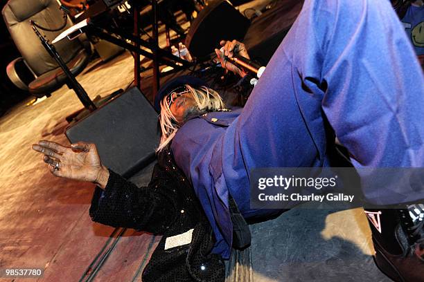 Musician Sly Stone performs during day 3 of the Coachella Valley Music & Art Festival 2010 held at The Empire Polo Club on April 18, 2010 in Indio,...