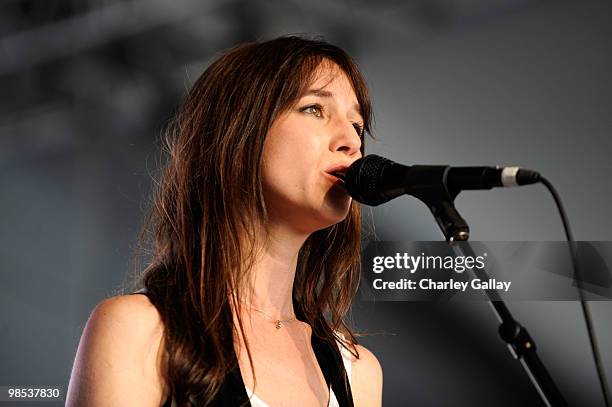 Musician Charlotte Gainsbourg performs during day 3 of the Coachella Valley Music & Art Festival 2010 held at The Empire Polo Club on April 18, 2010...