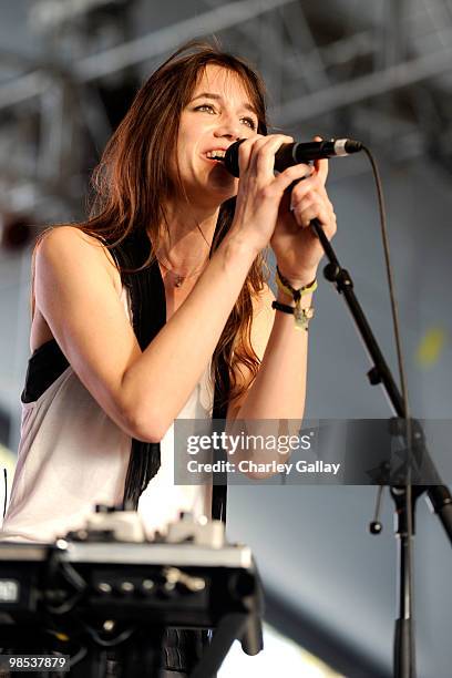 Musician Charlotte Gainsbourg performs during day 3 of the Coachella Valley Music & Art Festival 2010 held at The Empire Polo Club on April 18, 2010...