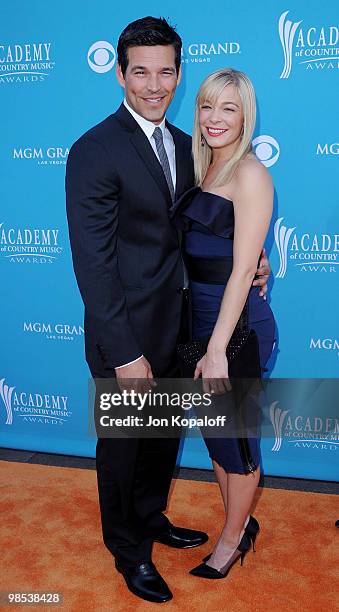 Actor Eddie Cibrian and singer LeAnn Rimes arrives at the 45th Annual Academy Of Country Music Awards at the MGM Grand Garden Arena on April 18, 2010...