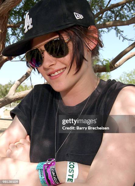 Actress Kristen Stewart attends the LACOSTE Pool Party during the 2010 Coachella Valley Music & Arts Festival on April 18, 2010 in Indio, California.