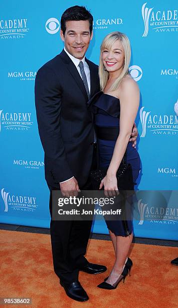 Actor Eddie Cibrian and singer LeAnn Rimes arrives at the 45th Annual Academy Of Country Music Awards at the MGM Grand Garden Arena on April 18, 2010...