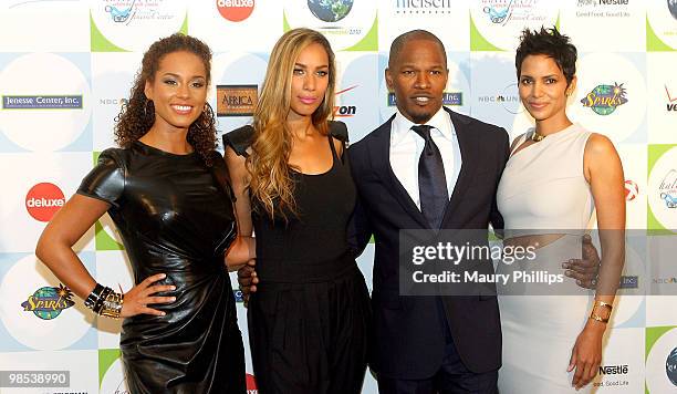Singers Alicia Keys, Leona Lewis, actors Jamie Foxx and Halle Berry arrive at 2010 Silver Rose gala and auction at the Beverly Hills Hotel on April...