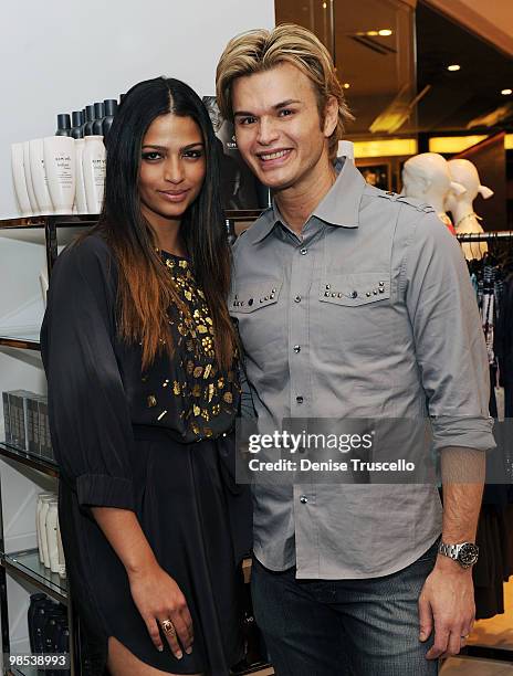 Camila Alves and Kim Vo attend 'Hair For Haiti' to benefit the Clinton Bush Haiti Fund at the Kim Vo Salon at the Mirage Hotel and Casino Resort on...