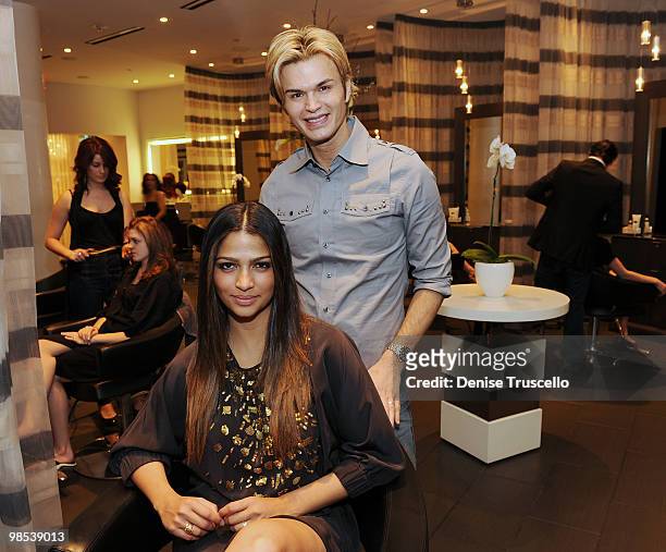 Camila Alves and Kim Vo attend 'Hair For Haiti' to benefit the Clinton Bush Haiti Fund at the Kim Vo Salon at the Mirage Hotel and Casino Resort on...