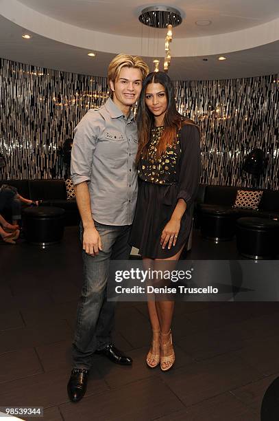 Camila Alves and Kim Vo attend 'Hair For Haiti' to benefit the Clinton Bush Haiti Fund at the Kim Vo Salon at the Mirage Hotel and Casino Resort on...